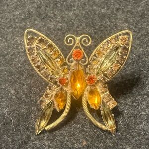 Vintage Butterfly Brooch with Colored Stones. May be DeLizza & Elster (D&E) ??